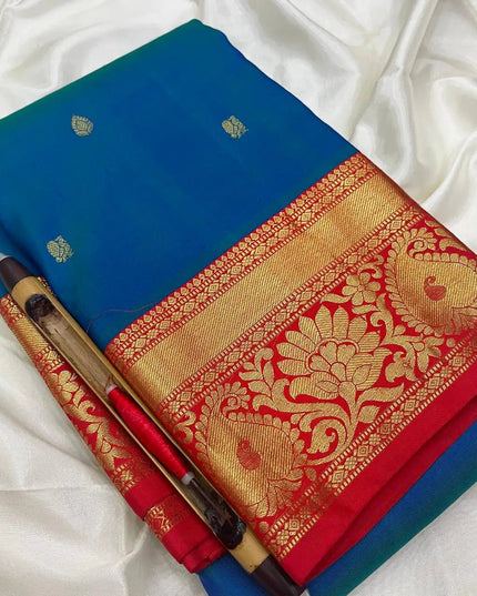 Pure Kanchipuram Handloom Silk Saree | Korvai Butta Design | Silk Mark Certified - Rosepetals Luxe