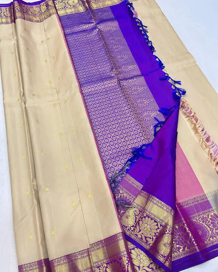 Pure Kanchipuram Handloom Silk Saree | Korvai Butta Design | Silk Mark Certified - Rosepetals Luxe