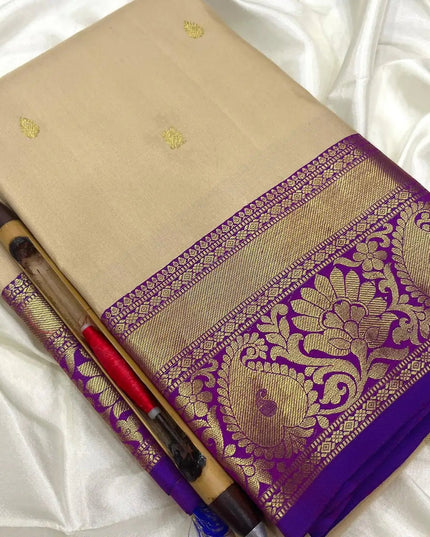 Pure Kanchipuram Handloom Silk Saree | Korvai Butta Design | Silk Mark Certified - Rosepetals Luxe