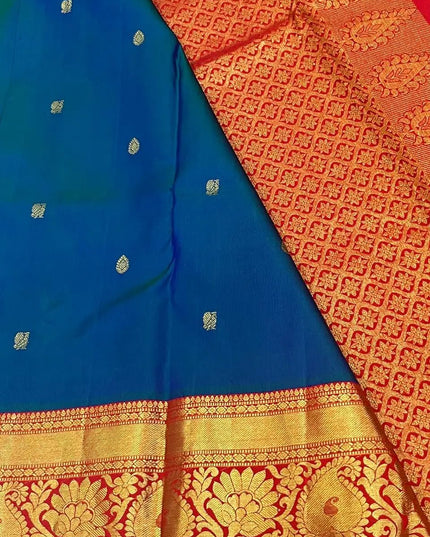 Pure Kanchipuram Handloom Silk Saree | Korvai Butta Design | Silk Mark Certified - Rosepetals Luxe