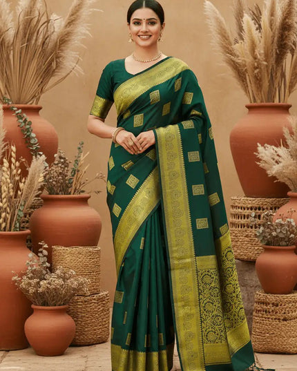 Pure Kanchipuram Silk Saree | Fancy Butta Design | Silk Mark Certified - Rosepetals Luxe