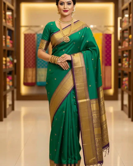 Pure Kanchipuram Silk Saree | Fancy Butta Design | Silk Mark Certified - Rosepetals Luxe