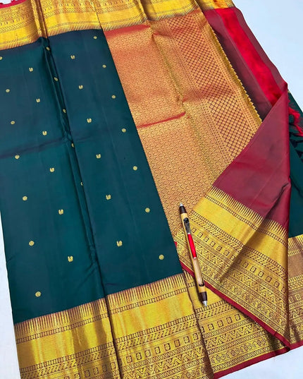 Pure Kanchipuram Silk Saree | Fancy Butta Design | Silk Mark Certified - Rosepetals Luxe