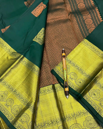 Pure Kanchipuram Silk Saree | Fancy Butta Design | Silk Mark Certified - Rosepetals Luxe