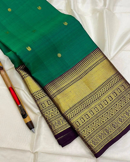 Pure Kanchipuram Silk Saree | Fancy Butta Design | Silk Mark Certified - Rosepetals Luxe