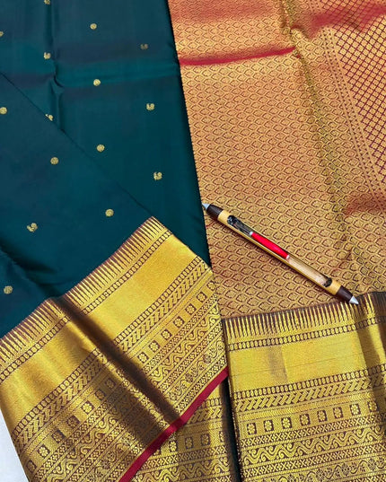 Pure Kanchipuram Silk Saree | Fancy Butta Design | Silk Mark Certified - Rosepetals Luxe
