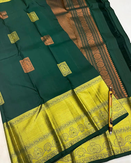 Pure Kanchipuram Silk Saree | Fancy Butta Design | Silk Mark Certified - Rosepetals Luxe