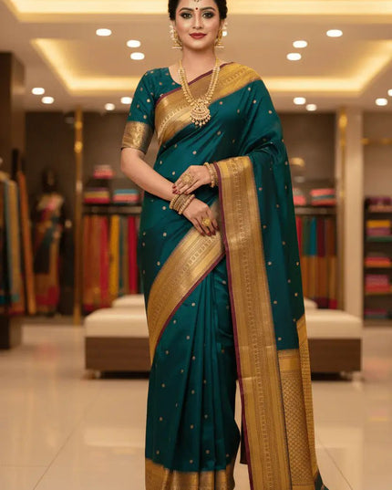 Pure Kanchipuram Silk Saree | Fancy Butta Design | Silk Mark Certified - Rosepetals Luxe