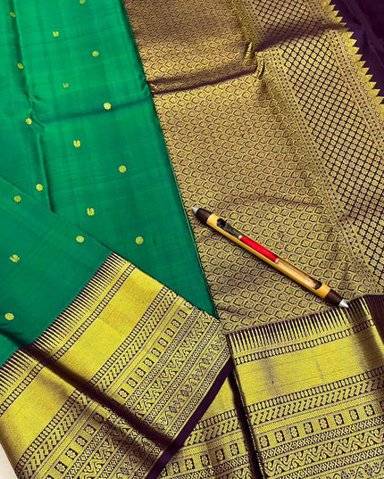Pure Kanchipuram Silk Saree | Fancy Butta Design | Silk Mark Certified - Rosepetals Luxe