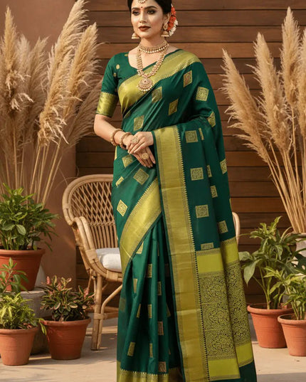 Pure Kanchipuram Silk Saree | Fancy Butta Design | Silk Mark Certified - Rosepetals Luxe