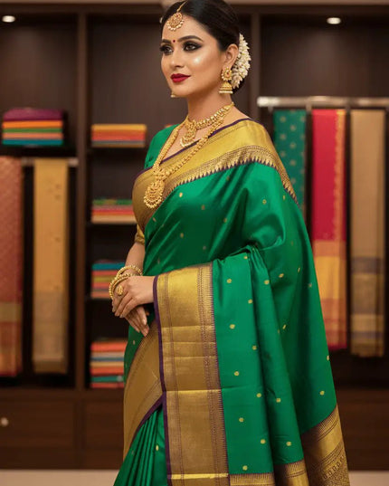 Pure Kanchipuram Silk Saree | Fancy Butta Design | Silk Mark Certified - Rosepetals Luxe
