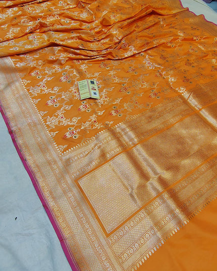 Pure Katan Silk Meenakari Pattu Saree | Golden & Silver Zari Work | 25 Styles - Rosepetals Luxe