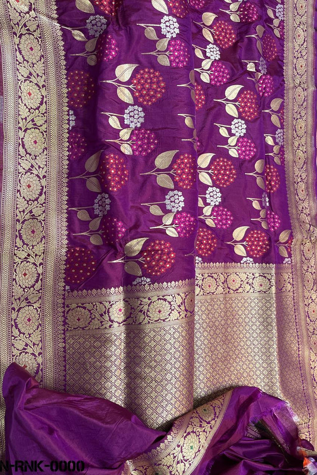 Pure Katan Silk Meenakari Pattu Saree | Golden & Silver Zari Work | 25 Styles - Rosepetals Luxe