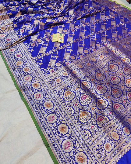 Pure Katan Silk Meenakari Pattu Saree | Golden & Silver Zari Work | 25 Styles - Rosepetals Luxe