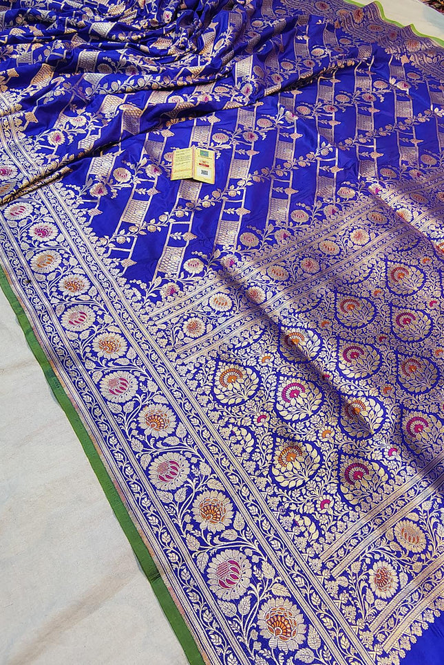 Pure Katan Silk Meenakari Pattu Saree | Golden & Silver Zari Work | 25 Styles - Rosepetals Luxe