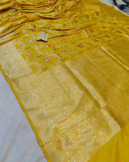 Pure Katan Silk Meenakari Pattu Saree | Golden & Silver Zari Work | 25 Styles - Rosepetals Luxe