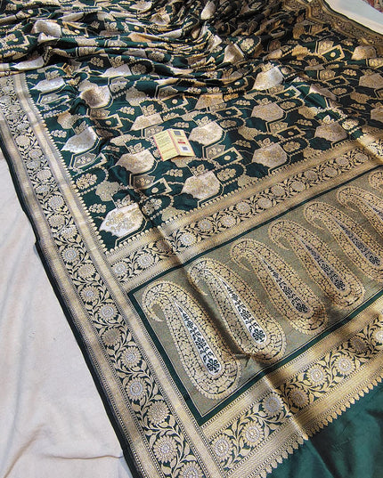 Pure Katan Silk Meenakari Pattu Saree | Golden & Silver Zari Work | 25 Styles - Rosepetals Luxe