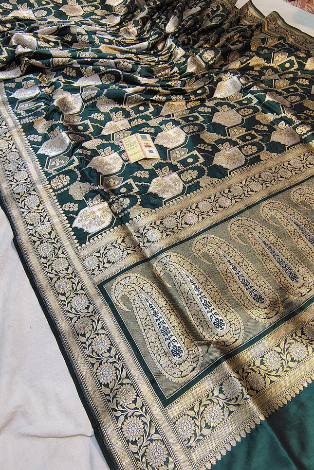 Pure Katan Silk Meenakari Pattu Saree | Golden & Silver Zari Work | 25 Styles - Rosepetals Luxe