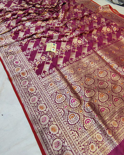 Pure Katan Silk Meenakari Pattu Saree | Golden & Silver Zari Work | 25 Styles - Rosepetals Luxe