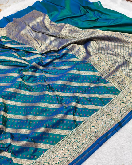 Pure Katan Silk Meenakari Pattu Saree | Golden & Silver Zari Work | 25 Styles - Rosepetals Luxe