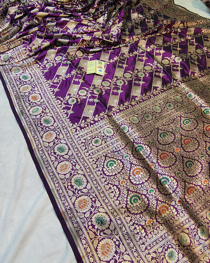 Pure Katan Silk Meenakari Pattu Saree | Golden & Silver Zari Work | 25 Styles - Rosepetals Luxe