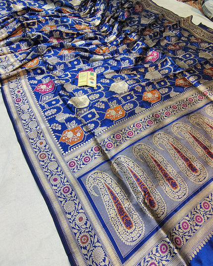 Pure Katan Silk Meenakari Pattu Saree | Golden & Silver Zari Work | 25 Styles - Rosepetals Luxe
