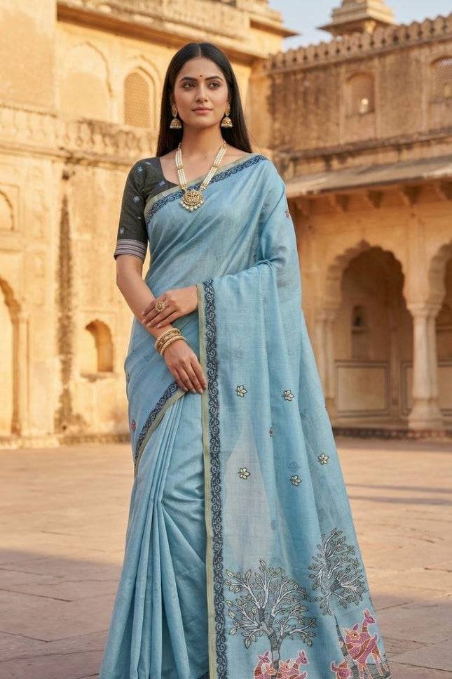 Pure Muga Cotton Saree | Minakari Weaving & Zari Border | Handloom Saree with Blouse Piece - Rosepetals Luxe