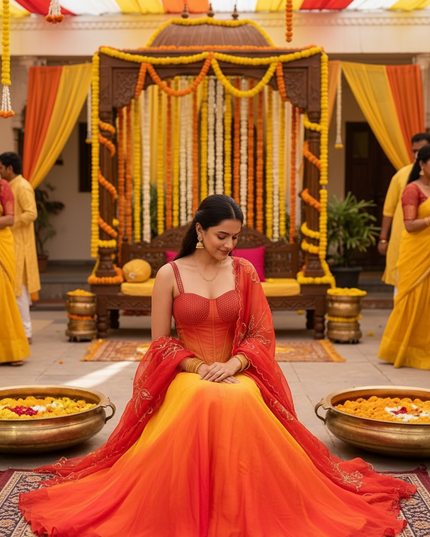 Pure Organza Digital Printed 8mtr Flair Lehenga With Designer Batwa Bag | Embroidery Sequence Work - Rosepetals Luxe