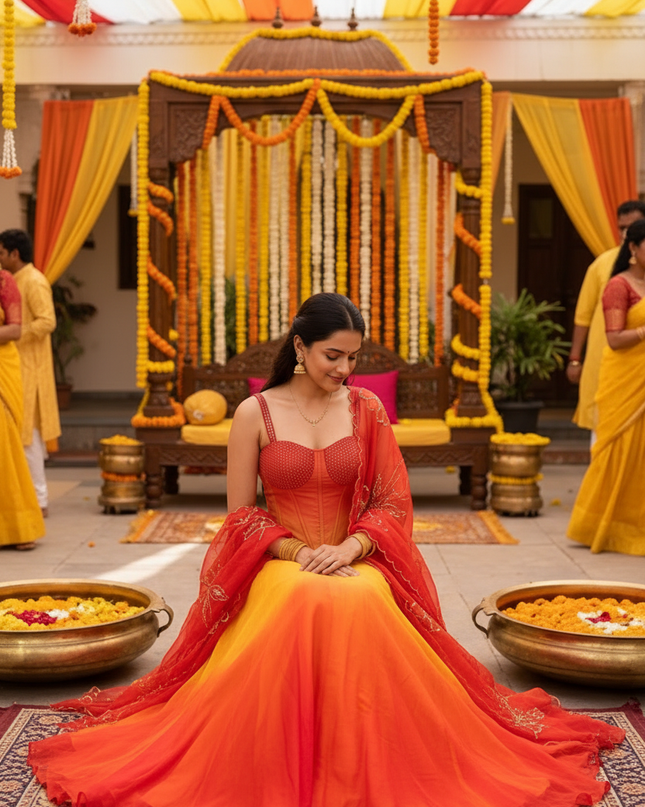 Pure Organza Digital Printed 8mtr Flair Lehenga With Designer Batwa Bag | Embroidery Sequence Work - Rosepetals Luxe