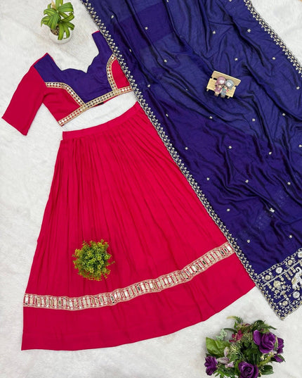 Pure Rayon Mirror Work Navratri Lehenga Choli Set - Rosepetals Luxe