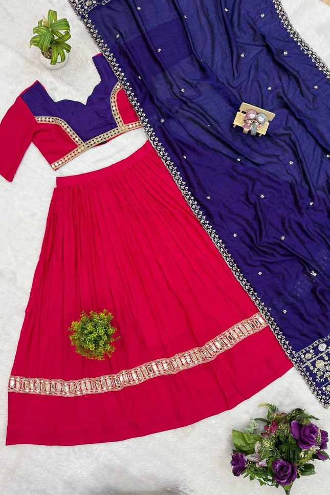 Pure Rayon Mirror Work Navratri Lehenga Choli Set - Rosepetals Luxe