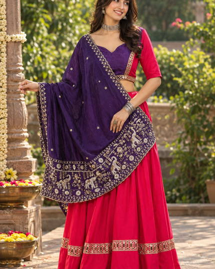 Pure Rayon Mirror Work Navratri Lehenga Choli Set - Rosepetals Luxe