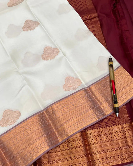 Pure Silk Kanchipuram Handloom Saree | Bridal Butta Weave | Silk Mark Tag - Rosepetals Luxe