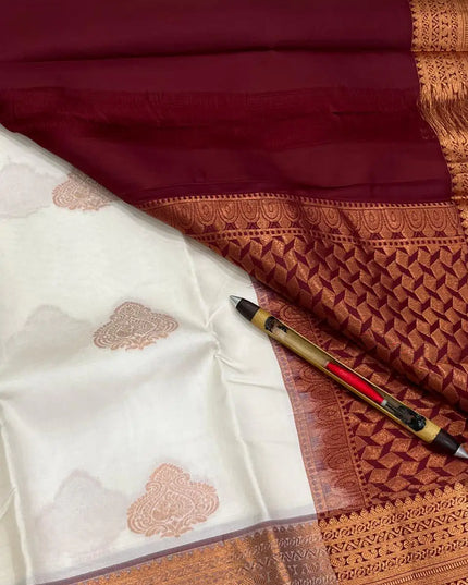 Pure Silk Kanchipuram Handloom Saree | Bridal Butta Weave | Silk Mark Tag - Rosepetals Luxe