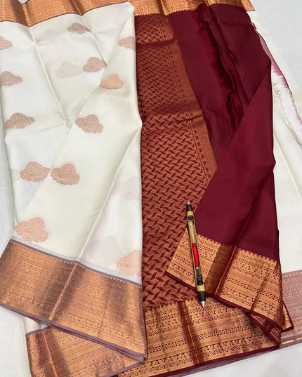 Pure Silk Kanchipuram Handloom Saree | Bridal Butta Weave | Silk Mark Tag - Rosepetals Luxe