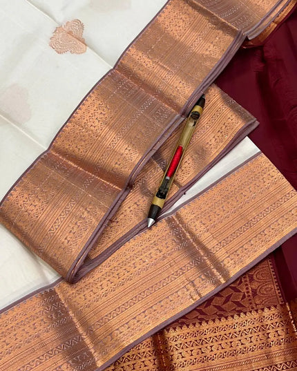 Pure Silk Kanchipuram Handloom Saree | Bridal Butta Weave | Silk Mark Tag - Rosepetals Luxe