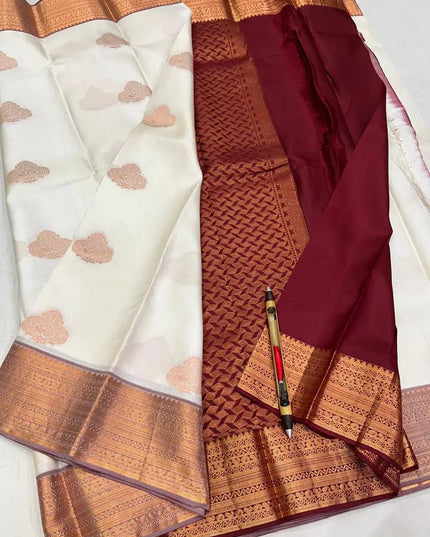 Pure Silk Kanchipuram Handloom Saree | Bridal Butta Weave | Silk Mark Tag - Rosepetals Luxe