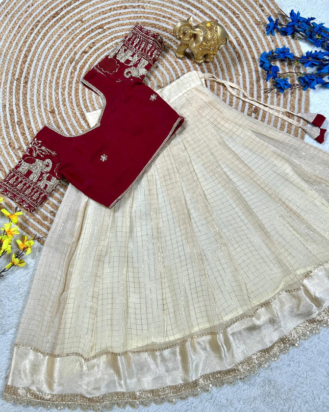 Pure Viscose Silk Kids Lehenga Choli | Perfect Ethnic wear - Rosepetals Luxe
