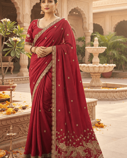 Rangoli Silk Cutwork Saree - Rosepetals Luxe