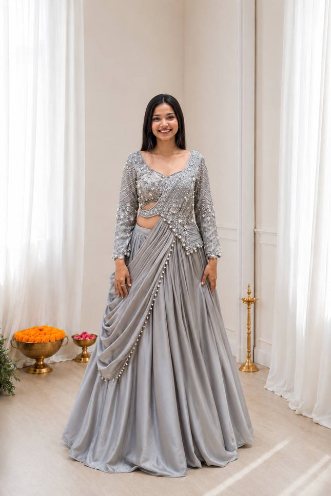 Rangoli Silk Lehenga Choli Set with Dupatta | Embroidery & Sequins Work - Rosepetals Luxe