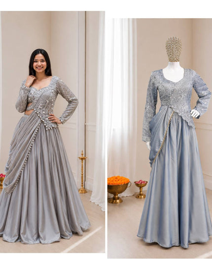 Rangoli Silk Lehenga Choli Set with Dupatta | Embroidery & Sequins Work - Rosepetals Luxe
