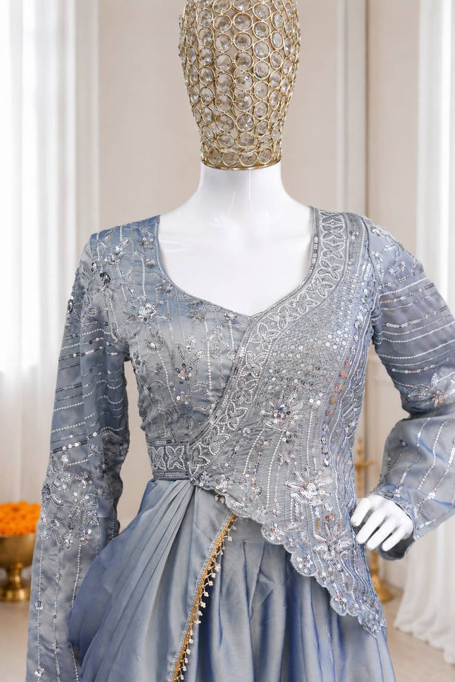 Rangoli Silk Lehenga Choli Set with Dupatta | Embroidery & Sequins Work - Rosepetals Luxe