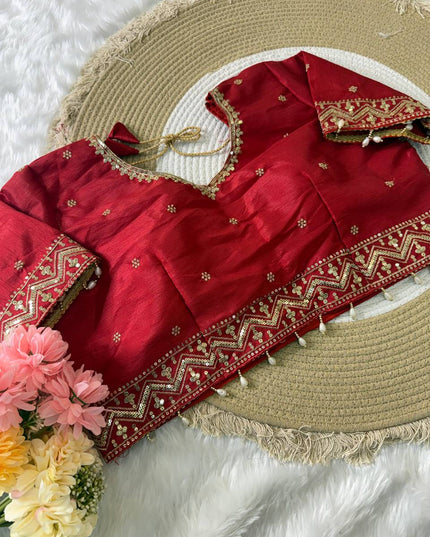 Rangoli Silk Sequin Border Saree with Stitched Contrast Blouse - Rosepetals Luxe