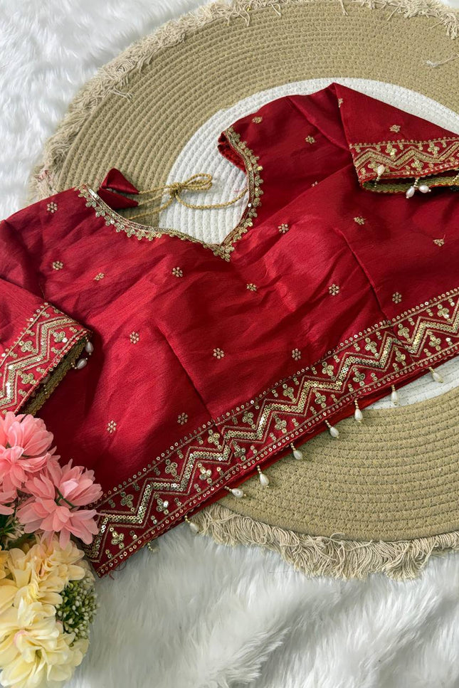 Rangoli Silk Sequin Border Saree with Stitched Contrast Blouse - Rosepetals Luxe