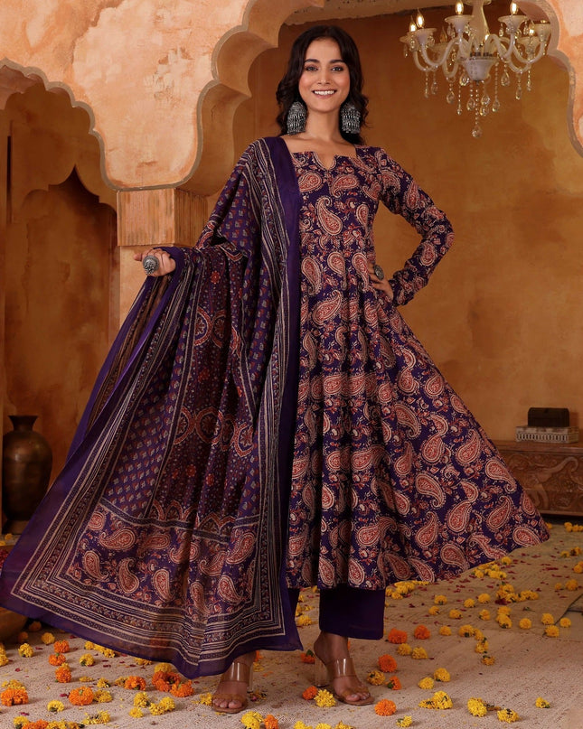 Rayon Blend Top, Bottom & Chanderi Cotton Dupatta Set - Rosepetals Luxe