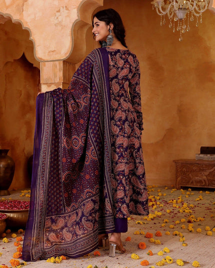 Rayon Blend Top, Bottom & Chanderi Cotton Dupatta Set - Rosepetals Luxe