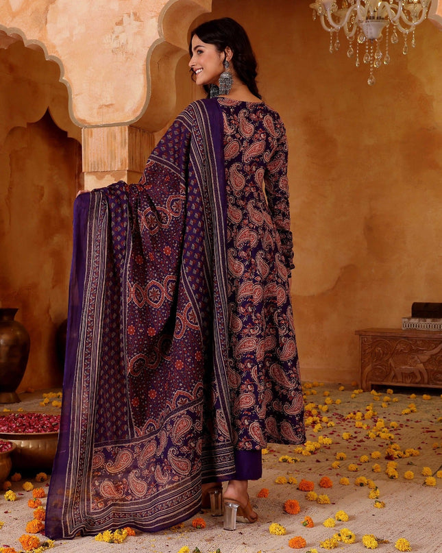 Rayon Blend Top, Bottom & Chanderi Cotton Dupatta Set - Rosepetals Luxe