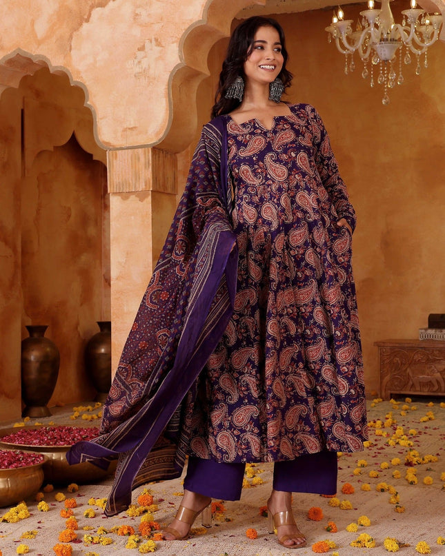 Rayon Blend Top, Bottom & Chanderi Cotton Dupatta Set - Rosepetals Luxe
