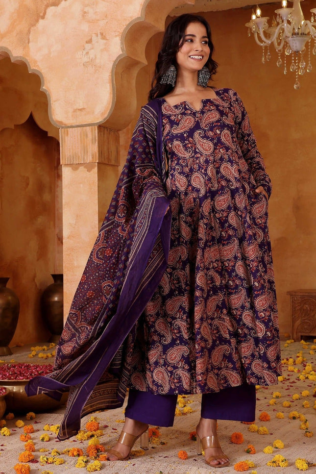 Rayon Blend Top, Bottom & Chanderi Cotton Dupatta Set - Rosepetals Luxe