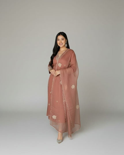 Rayon Cotton Kurta & Bottom Set | Simple Minimal Style With Embroidery Work - Rosepetals Luxe